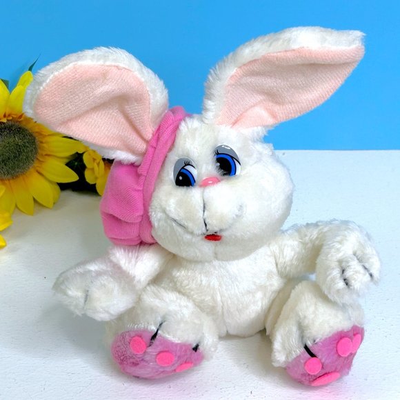 VERY RARE Vintage 1988 Design House Bunny Rabbit Kisses Plush Stuffed Animal Toy - Picture 1 of 6